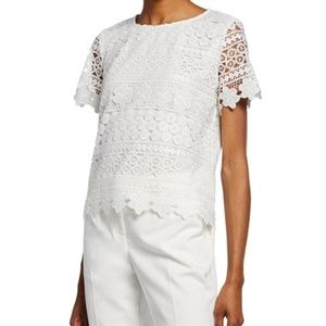 Tahari ASL - Short Sleeve Crochet Lace Top